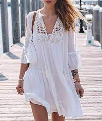Asos design textured button through beach shirt in white. Casual White Beach Dresses Flattering Summer Dresses For 2021