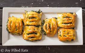 Flatten out the dough ball and roll out into a circle, about 5 inches in diameter. Spinach Feta Pastries Keto Low Carb Gluten Free Joy Filled Eats
