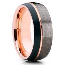 Black Wedding Band Rose Gold Tungsten Tungsten Wedding Ring Gunmetal Rose Gold Tungsten Ring Gold Tungsten Ring Black Tungsten Rings