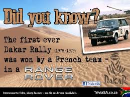 We send trivia questions and personality tests every week to your inbox. The First Ever Dakar Rally 1978 1979 Was Won By A French Team In A Range Rover Range Rover Classic Range Rover Intelligent Humor