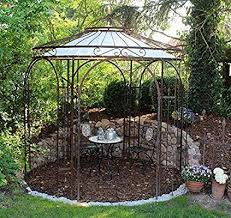 Amazon De Eleo Milano Runder Rosenpavillon Mit Sonnensegel Und Messingkugel O 2 9 M Oberflache Roh Edelrost In 2020 Garten Pavillon Rosenpavillon Garten