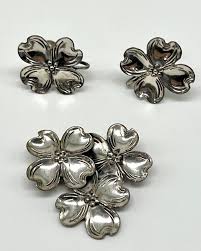 Buy Vintage 1950's Dogwood Flowers Jewelry Set, Beau Sterling Earrings and  Matching Brooch, Very Lovely Delicate Looking Set of Silver Jewelry Online  in India