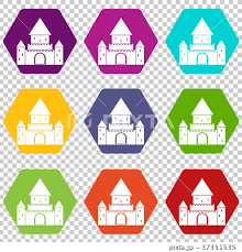 Download 12 vector icons and icon kits.available in png, ico or icns icons for mac for free use. Chillon Castle Switzerland Icon Set Color Stock Illustration 37351535 Pixta