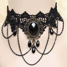 Atomic Black Lace And Gem Choker Necklace Black Lace Choker Necklace Lace Choker Necklace Choker Necklace Designs