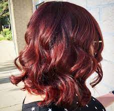 Bright Ruby Red Long Bob Hair Style By Kassey Red Long Bob Long Bob Hairstyles Long Bob