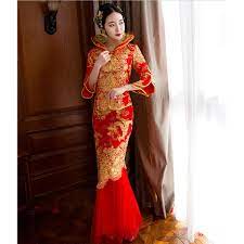 No dark colours are allowed. Beaunique Bride Traditions Chinese Traditional Wedding Dress Women Phoenix Embroidery Cheongsam Red Qipao Long Oriental Shopee Malaysia