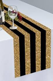 Black And Gold Stripes Printed Cloth Table Runner Ptr122 Black Gold Party Black And Gold Party Decorations Gold Party Decorations