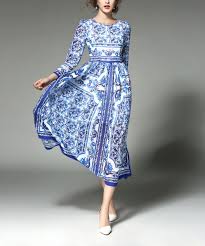 Kaimilan Blue White Floral Midi Dress Women Zulily