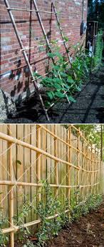 Mit Bambus Ein Gartengitter Gegen Die Wand Bauen In 2020 Gartenspaliere Garten Garten Hochbeet
