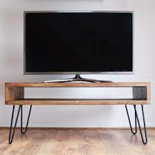 Diy hairpin leg tv stand. Handmade Solid Wood Box Tv Stand With Steel Hairpin Legs Dark Wood Finish Style A Vintage Retro Wooden Box Tv Stand Wood Wood Table Rustic Wooden Tv Stands