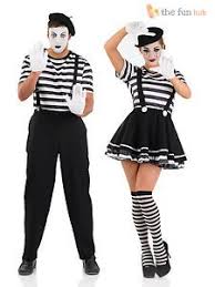 Black And White Halloween Costume Women Mens Ladies Mime Artist Costume Black White Street Circus French Carnival Outfit Circus Outfits Carnival Outfits Carnival Costumes