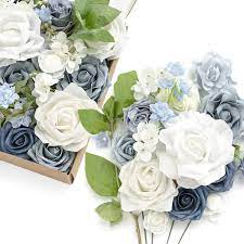This popular wedding flower also comes in white, magenta, deep red, burgundy, and soft yellow. Buy Ling S Moment Deluxe Dusty Blue Natual White Theme Wedding Flower Box Set For Diy Wedding Bouquets Centerpieces Arrangements Party Baby Shower Home Decorations Online In Indonesia B08tmbg1lh