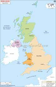 A inglaterra em marrom claro, o país de gales, em rosa, a escócia, em verde, e a irlanda do norte, em roxo claro. Mapa De Gran Bretana