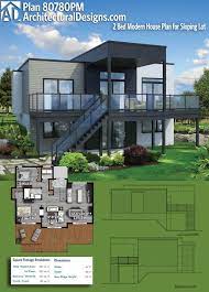 Plan 80780pm 2 Bed Modern House Plan For Sloping Lot Modern House Plan House Plans Modern House Plans