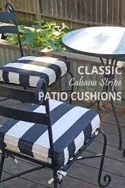 Custom Patio Cushions Made With A Classic Sunbrella Cabana Black And White Stripe Outdoor Fabric Cabana Stripe Cushions Indoor Chairs Patio Cushions