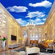 Modern bedroom ceiling design is unthinkable without fabulous lighting solutions. Wallpapers Youman Custom Wall Murals Painting Blue Sky And White Clouds Ceiling Modern Designs 3d Ceiling Wall Mural Wallpaper Mural Wallpaper Wall Mural Wallpaperdesigner Wallpaper Aliexpress