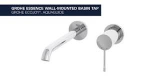 Sink tap 1/2 wall mounted metal lever ceramic headpart 1/2, 90° swivel tubular spout. Grohe Essence 2 Hole Basin Faucet With 230 Mm Projection Youtube