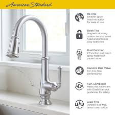 Polished nickel finish faucets and fixtures are some of the coolest looking products on the market today. 4279300013 In Polished Nickel By American Standard In Calgary Ab Delancey Pull Down Kitchen Faucet American Standard Polished Nickel