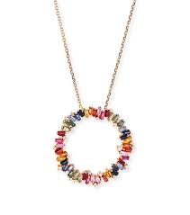 Accessories Necklaces Suzanne Kalan Yellow Gold Rainbow Fireworks Bliss Circle Pendant Rainbow Jewelry Jewelry Trends Beautiful Jewelry