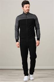 Tommy Life Gogus Kol Garnili Siyah Erkek Esofman Takim Siyah Erkek Spor Trendler