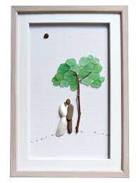 Sea Glass Art Wedding Unique Wedding Gift For Couple Pebble Art Wedding Engagement Gift Bride And Groom Gift Framed Beach Glass Art Pebble Art Beach Glass Art Sea Glass Art