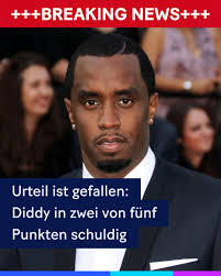 Die Verteidigung erreichte drei Freisprüche für Sean «Diddy» Combs und  erklärte, der Rapper sei lediglich des Transports seiner Ex-Freundinnen  Cassie Ventura und der anonymisierten «Jane» nach dem Mann-Act schuldig.  Vom Betrieb einer