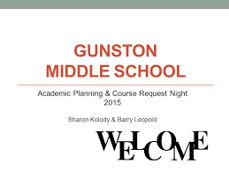 GUNSTON MIDDLE SCHOOL Academic Planning & Course Request Night 2015 Sharon  Kolody & Barry Leopold.