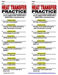 Heat Transfer Practice Worksheet Heat Transfer Science Heat Transfer Practices Worksheets