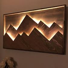 Light Up Mountain Art Deco Murale Bois Decoration Murale Bois Diy Deco Murale
