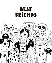 Black And White Card With Doodle Dogs Funny Animals Vector Illustration Can Be Used For Child Bo In 2020 Doodle Dog Illustration Art Drawing Animals Black And White