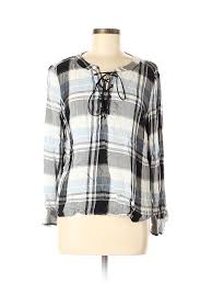 Details About Highline Collective Women Blue Long Sleeve Blouse M