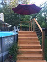 Diy Above Ground Pool Deck In 2020 Above Ground Pool Steps Backyard Pool Landscaping Swimming Pools Backyard