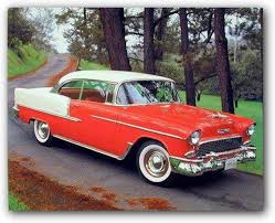 Amazon Com 1955 Chevy Bel Air Hard Top Classic Red Vintage Car Wall Decor Art Print Poster 16x20 Posters Prints