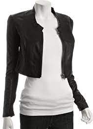 Veda Black Leather Alex Collarless Cropped Jacket In Black Lyst Leather Blazer Jacket Leather Sleeve Jacket Leather Jacket