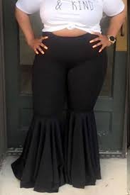 Lovely Casual Flounce Design Black Plus Size Pants