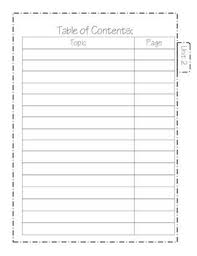Interactive Notebook Table Of Contents Interactive Student Notebooks Interactive Science Notebook Math Interactive Notebook