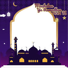 Arabic lantern ramadan kareem with golden line png and vector. Free File Cara Membuat Twibbon Ramadhan Dengan Android Templatekita Com