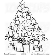 If your children want to decorate their own christmas tree, they'll surely enjoy this printable christmas tree craft. Cartoon Black And White Outline Design Of A Christmas Tree And Gifts 1413 By Ron Leishman