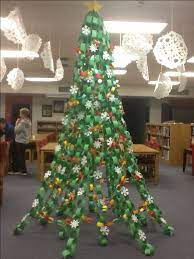 Paper Chain Christmas Tree Hung By Paper Lip At The Top Stapled To The Carpet At The Fl Office Christmas Decorations Christmas Competitions Christmas School