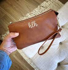 Monogram Wristlet With Mini Initial Monogram Wristlet Etsy