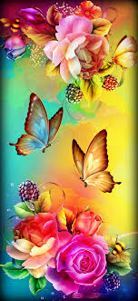 Flowers Butterflies Beautiful Butterflies Art Flower Phone Wallpaper Butterfly Wallpaper