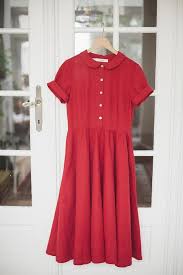Short Sleeve Red Linen Dress Softened Linen Classic Dress Red Dress Maxi Classic Dress Dresses