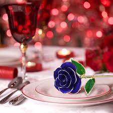 This rose means royalty and wisdom. Home Decor Blue Gold Plated Rose 24k Gold Dipped Rose Everlasting Long Stem Real Rose With Exquisite Holder Romantic Gift For Valentines Day Yinxn 24k Gold Rose Birthday And Mothers Day Anniversary Home