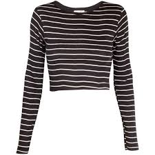 Black And White Crop Top Long Sleeve Edith A Miller Stripe Long Sleeve Crop Top 45 Liked On Polyvore Featuring Tops C Black And White Crop Tops Black Striped Shirt Striped Long Sleeve Shirt