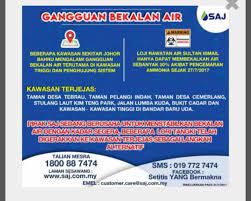 Gangguan bekalan air kepada sekitar 1.2 juta pengguna di lembah klang dijangka berterusan selama empat hari lagi susulan pencemaran di loji rawatan air di sungai selangor fasa 1, 2, 3 dan rantau panjang. Jangan Lama Sangat Tiada Air Wilayah Berita Harian
