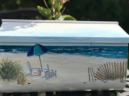 Painted Wall Mount Mailbox Personalized Beach Mailbox Custom Mailboxes For Beach Lovers Unique Ma Painted Mailboxes Custom Mailboxes Beach Mailbox