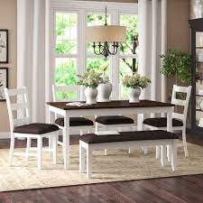 26 dining room furniture sets with a bench. Alcott Hill Mavis 6 Piece Acacia Solid Wood Dining Set Reviews Wayfair