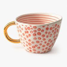 Coral Dot Mug Paper Source In 2020 Mugs Coral Funny Coffee Mugs