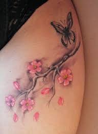 Cherrybutterfly Cherry Blossom Butterfly Tattoos Kirschbluten Kirschbluten Tattoo Blumenranken Tattoo