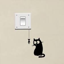 Catch The Fish Cat Wall Decal Cat Wall Sticker Decor Wall Vinyl Decor